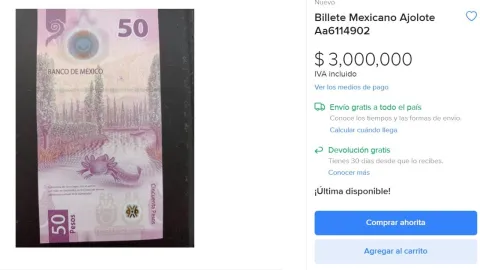 Dan 3 millones de pesos por billete de 50 pesos
