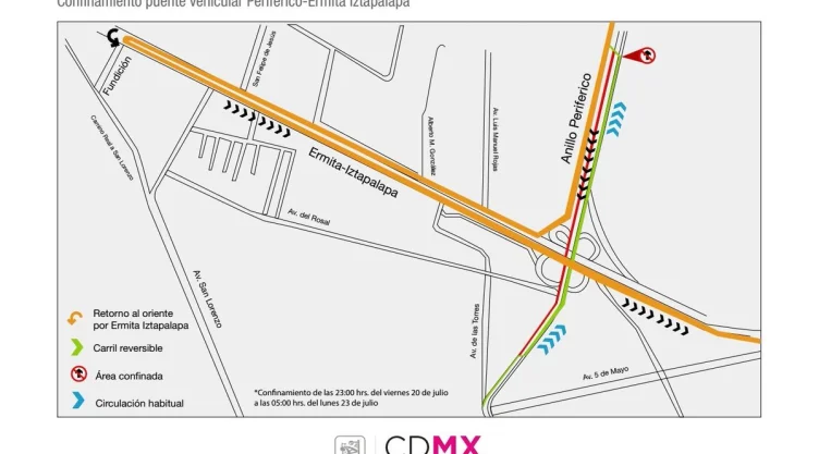 Mapa periférico sur y ermita iztapalapa