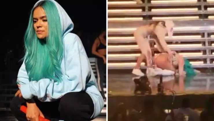 Karol G se cae en pleno escenario y la critican por hacer playback