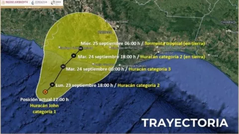 Huracán John categoría 1 trayectoria