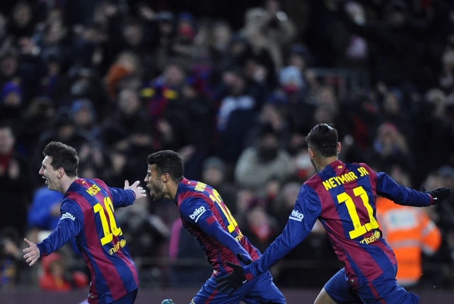 Messi celebra un gol en el triunfo del Barcelona