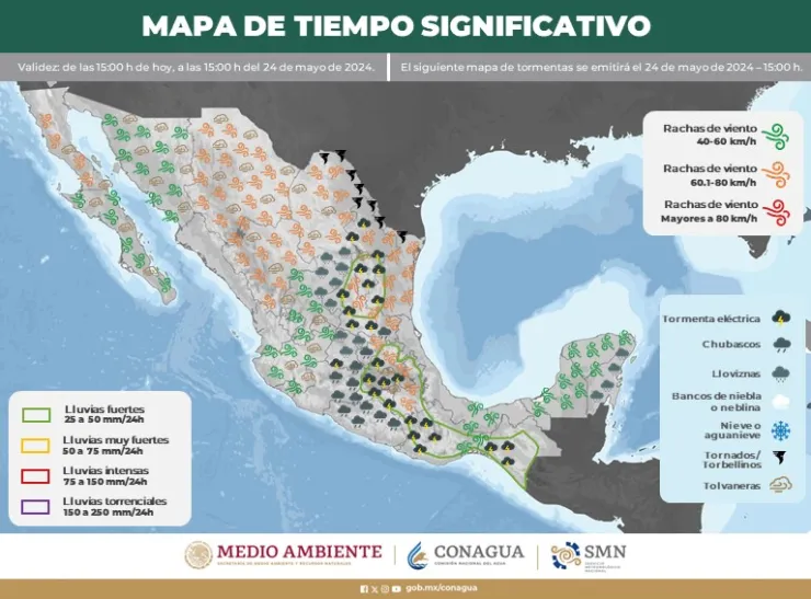 Clima en México HOY 24 de mayo de 2024