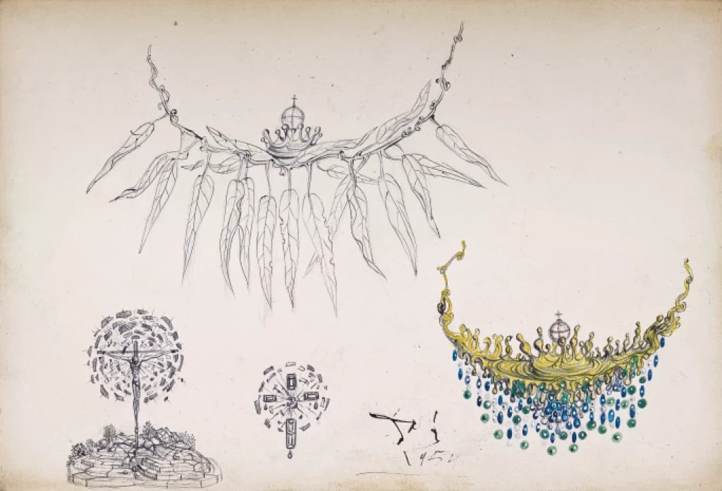 boceto del collar diseñado por salvador dali