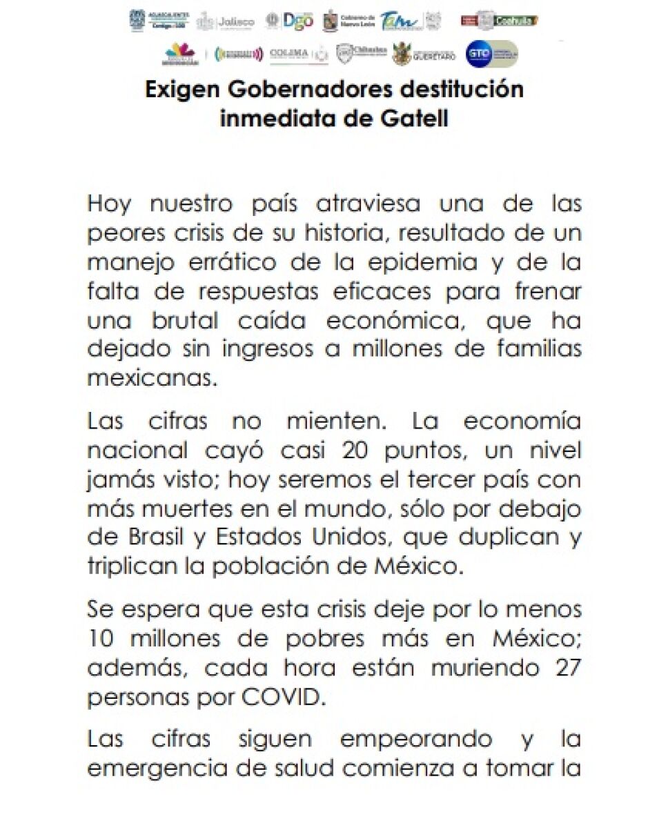 Exigen gobernadores renuncia inmediata de López-Gatell (1)