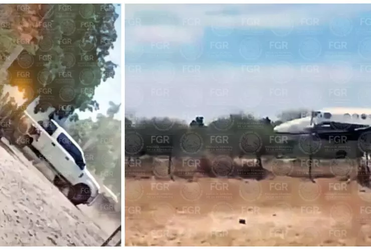 Vehículo usado para el secuestro de “El Mayo” Zambada y pista de donde salió el avión que fue utilizado para llevarlo.