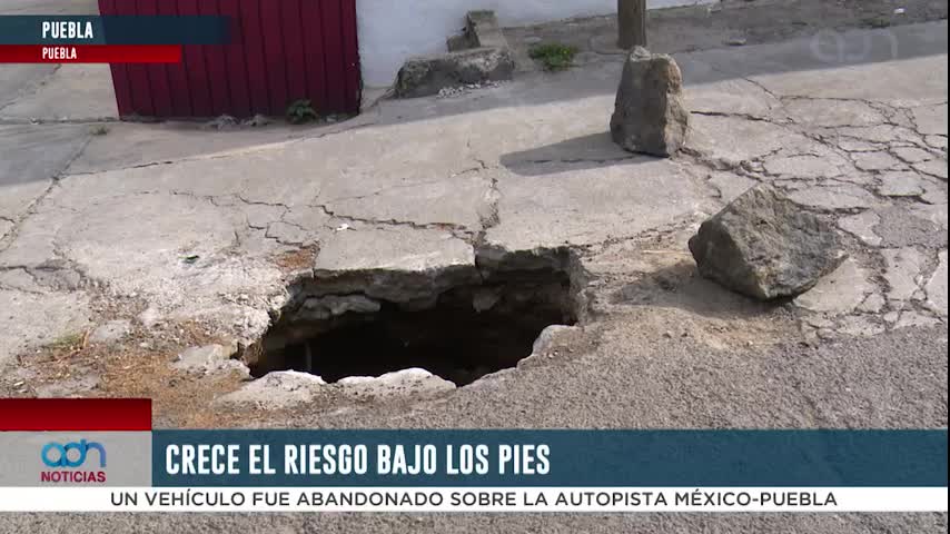 Socavón alerta a vecinos de la junta auxiliar Ignacio Romero Vargas