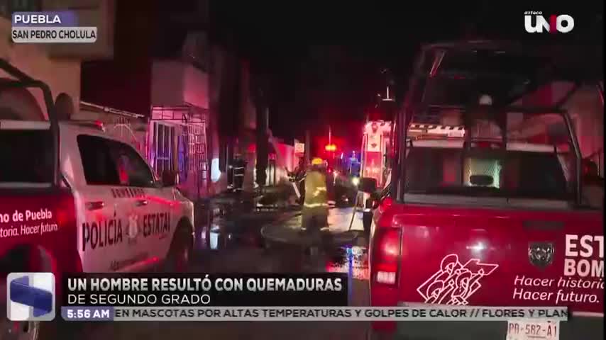 Incendio en vivienda deja hombre con quemaduras en San Pedro Cholula
