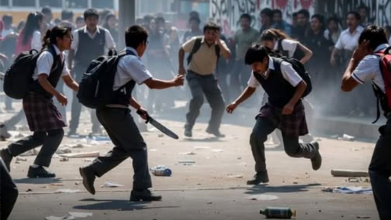 VIDEO DE PÁNICO: Estudiante atacó con machete a compañero dentro de secundaria en Guanajuato; está prófugo